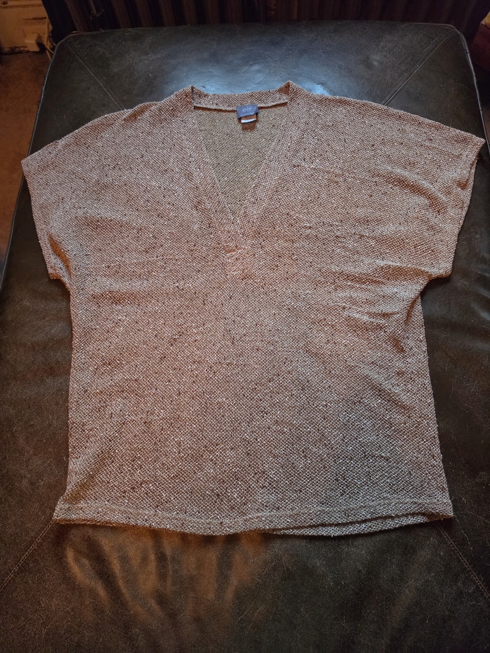Elif for Jordan Taylor Textured Knit V-Neck Short Sleeve Sweater - Size S